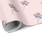 Niedlicher Bär & Balloons Girl Geschenkpapier (Rolleneckpunkt)
