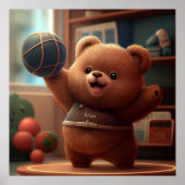 Niedlicher Bär Basketball Personalisiert Poster (Vorne)