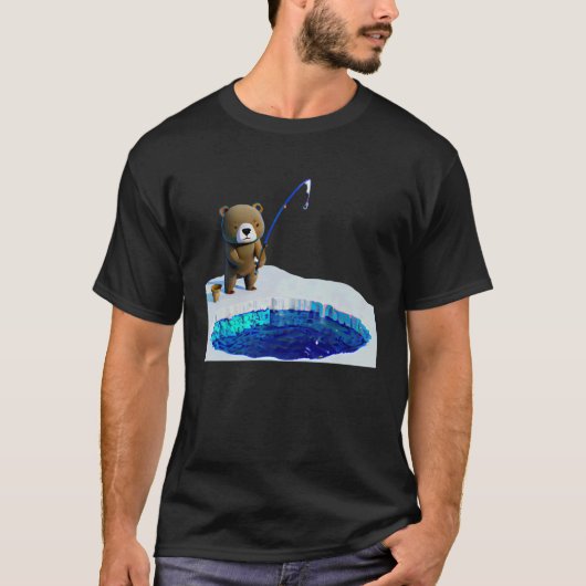 Niedlicher Bär beim Eisangeln T-Shirt (Vorderseite)