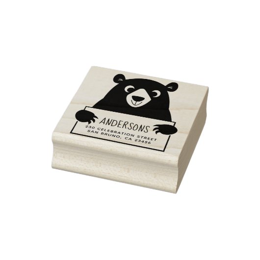 Niedlicher Bär | Benutzerdefinierter Familienname Gummistempel (Stempel)