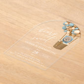 Niedlicher Bär, Blaue Balloons, erster Geburtstag Acryleinladungen (Ablage )