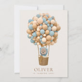 Niedlicher Bär, Blaue Balloons, erster Geburtstag Einladung (Rückseite)