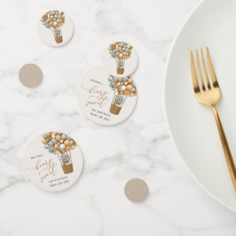 Niedlicher Bär, Blaue Balloons, erster Geburtstag Konfetti