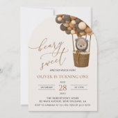 Niedlicher Bär, Braunbäume, erster Geburtstag Einladung (Vorderseite)