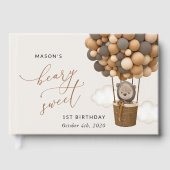 Niedlicher Bär, Braunbäume, erster Geburtstag Gästebuch (Vorderseite)