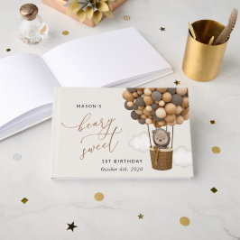 Niedlicher Bär, Braunbäume, erster Geburtstag Gästebuch