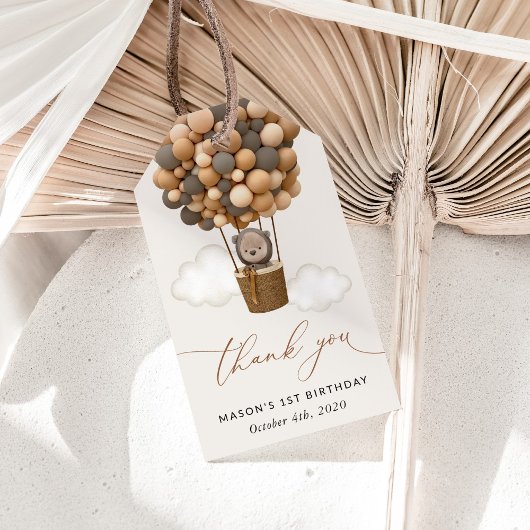 Niedlicher Bär, Braunbäume, erster Geburtstag Geschenkanhänger