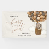 Niedlicher Bär, Braunbäume, Erster Geburtstag Will Banner (Horizontal)