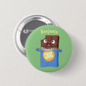 Niedlicher Bar-Cartoon-Charakter mit Schokoladenko Button (Vorne & Hinten)