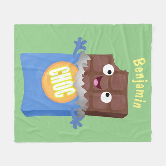 Niedlicher Bar-Cartoon-Charakter mit Schokoladenko Fleecedecke (Vorderseite (Horizontal))