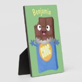 Niedlicher Bar-Cartoon-Charakter mit Schokoladenko Fotoplatte (Seite)