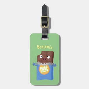 Niedlicher Bar-Cartoon-Charakter mit Schokoladenko Gepäckanhänger