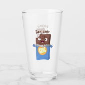 Niedlicher Bar-Cartoon-Charakter mit Schokoladenko Glas (Rückseite)