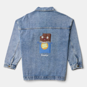Niedlicher Bar-Cartoon-Charakter mit Schokoladenko Jeansjacke