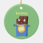 Niedlicher Bar-Cartoon-Charakter mit Schokoladenko Keramik Ornament (Hinten)