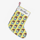 Niedlicher Bar-Cartoon-Charakter mit Schokoladenko Kleiner Weihnachtsstrumpf (Vorderansicht (hängend))