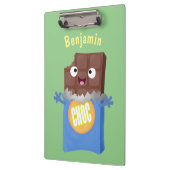 Niedlicher Bar-Cartoon-Charakter mit Schokoladenko Klemmbrett (Links)