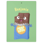 Niedlicher Bar-Cartoon-Charakter mit Schokoladenko Klemmbrett (Rückseite)