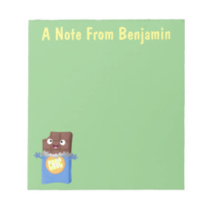 Niedlicher Bar-Cartoon-Charakter mit Schokoladenko Notizblock