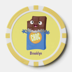 Niedlicher Bar-Cartoon-Charakter mit Schokoladenko Pokerchips