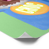 Niedlicher Bar-Cartoon-Charakter mit Schokoladenko Poster (Ecke)