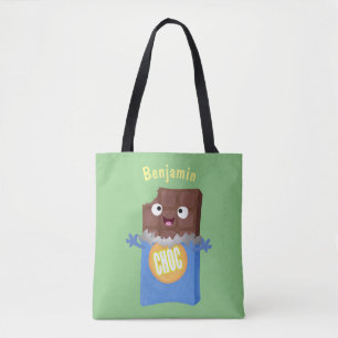 Niedlicher Bar-Cartoon-Charakter mit Schokoladenko Tasche