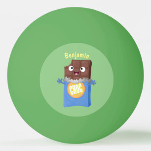 Niedlicher Bar-Cartoon-Charakter mit Schokoladenko Tischtennisball