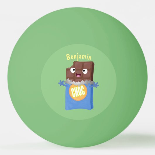 Niedlicher Bar-Cartoon-Charakter mit Schokoladenko Tischtennisball (Vorderseite)