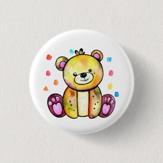 Niedlicher Bär Cool Teddy-positiv Button (Vorderseite)