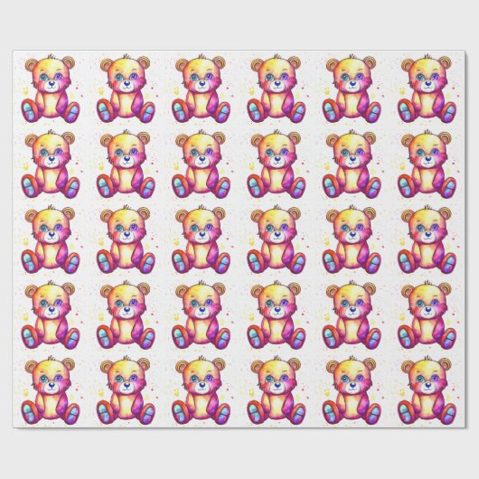 Niedlicher Bär Cool Teddy-positiv Geschenkpapier (Flach)