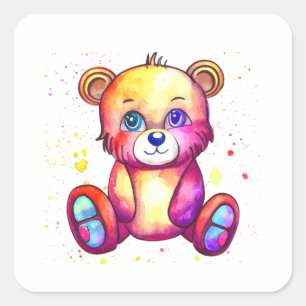 Niedlicher Bär Cool Teddy-positiv Quadratischer Aufkleber