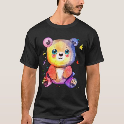 Niedlicher Bär Cool Teddy-positiv T-Shirt (Vorderseite)