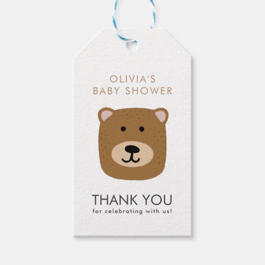 Niedlicher Bär Danke Babydusche Geschenkanhänger (Vorderseite)