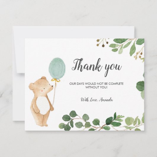 Niedlicher Bär Danke Karte (Vorderseite)