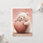 Niedlicher Bär, der ein rosa Herz umarmt Karte (Vorderseite/Rückseite Beispiel)