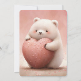 Niedlicher Bär, der ein rosa Herz umarmt Karte