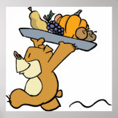 Niedlicher Bär, der eine festliche Ernteplattform  Poster (Vorne)