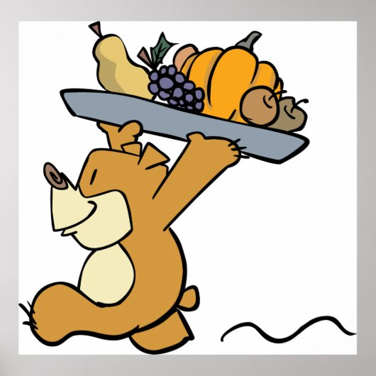 Niedlicher Bär, der eine festliche Ernteplattform  Poster (Vorne)