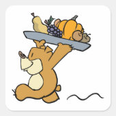 Niedlicher Bär, der eine festliche Ernteplattform Quadratischer Aufkleber (Vorderseite)