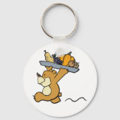 Niedlicher Bär, der eine festliche Ernteplattform  Schlüsselanhänger (Vorderseite)