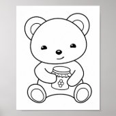 Niedlicher Bär, der eine Honey Jar Farbseite hält Poster (Vorne)