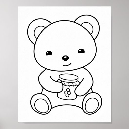 Niedlicher Bär, der eine Honey Jar Farbseite hält Poster (Vorne)