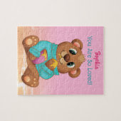 Niedlicher Bär, der Honig isst, Name/Nachricht des Puzzle (Horizontal)