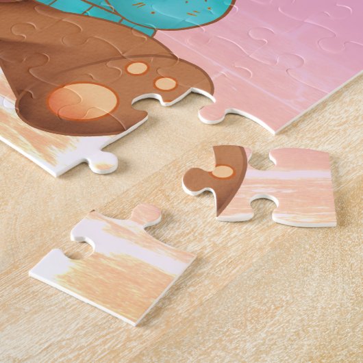 Niedlicher Bär, der Honig isst, Name/Nachricht des Puzzle (Seite)