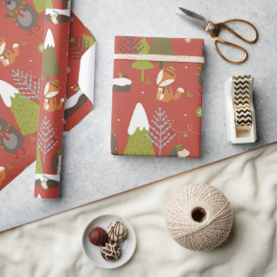 Niedlicher Bär, Fox & Igel Kinder Urlaub Funny Geschenkpapier