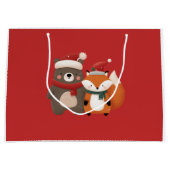 Niedlicher Bär & Fox Weihnachtsgeschenk Große Geschenktüte (Vorderseite)