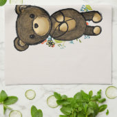 Niedlicher Bär, Gelbe Blume und Blumenkranz Handtuch (Gefaltet)