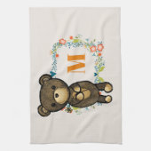 Niedlicher Bär, Gelbe Blume und Blumenkranz Handtuch (Vertikal)
