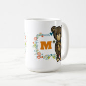 Niedlicher Bär, Gelbe Blume und Blumenkranz Kaffeetasse (VorderseiteRechts)