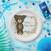 Niedlicher Bär, gelbe Blume und Blumenkranz Pappteller (Party)